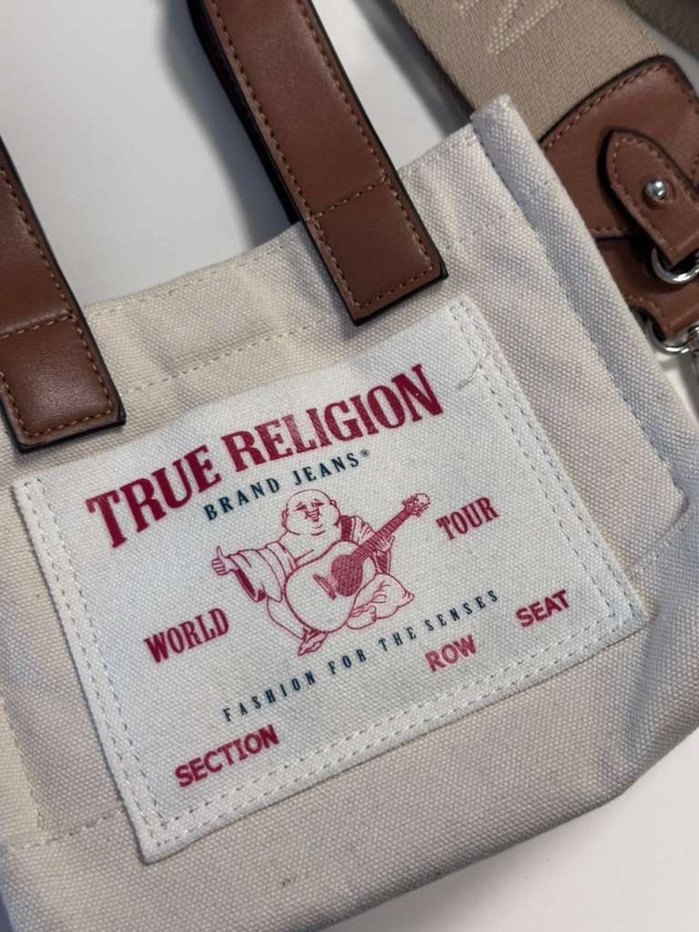 True Religion Mini Tote Bag in Cream